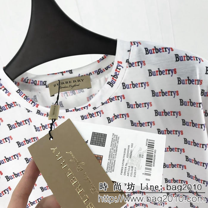 BURBERRY巴寶莉 19ss早春新款短袖 滿印字母印花logo 絲光混紡面料 高版本男女同款 ydi2263